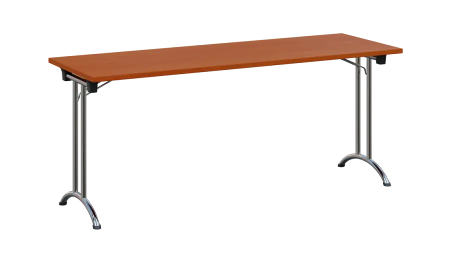 SLC 180 chrom skládací jednací stůl 1800x600, deska 25 mm, podnož chrom, deska třešeň šumavská